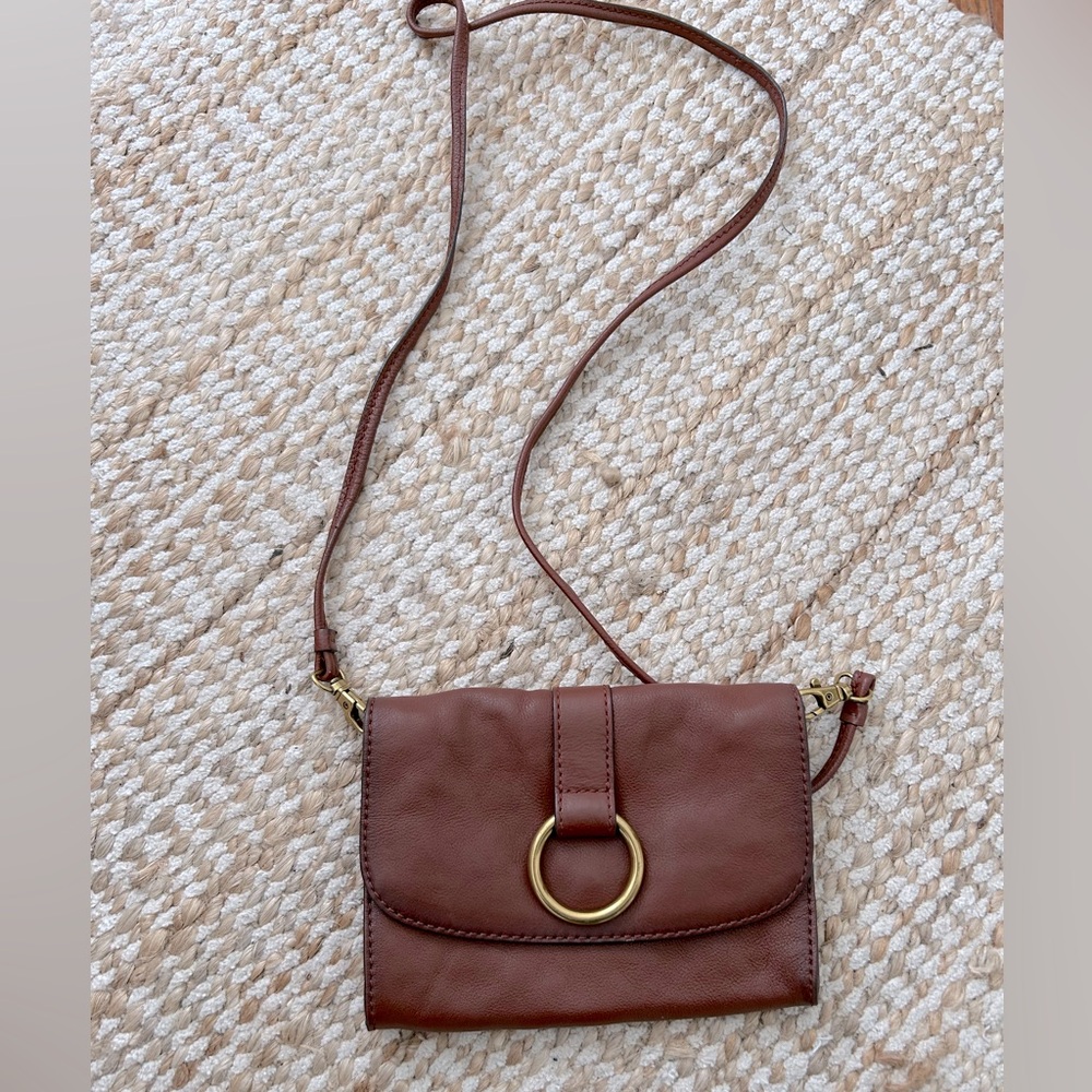 Frye brown leather clutch shoulder mini pocketbook